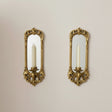 Set of 2 Ornate Antique Gold Mirrored Candle Sconces