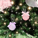 Set of 2 Pink & Purple Pastel Hanging Macaron Bauble Decorations - 5.5cm