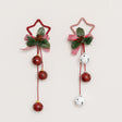Set of 2 Red &amp; White Star Shaped Hanging Christmas Decorations