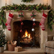 Set of 2 Red &amp; White Star Shaped Hanging Christmas Decorations