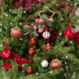 Set of 2 Red & White Star Shaped Hanging Christmas Decorations