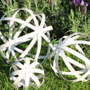 Set Of 3 Antique Cream Decorative Garden Spheres