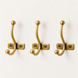 Set of 3 Antique Gold Metal Single Wall Hooks