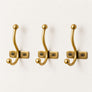 Set of 3 Antique Gold Metal Single Wall Hooks