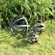Set Of 3 Black & Gold Decorative Garden Spheres