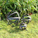 Set Of 3 Black & Gold Decorative Garden Spheres