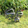 Set Of 3 Black & Gold Decorative Garden Spheres