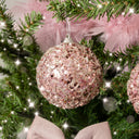 Set of 3 Blush Pink Glitter Christmas Baubles