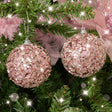 Set of 3 Blush Pink Glitter Christmas Baubles