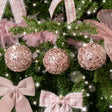 Set of 3 Blush Pink Glitter Christmas Baubles