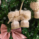 Set of 3 Blush Pink &amp; Gold Fur Winter Boots Baubles