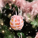 Set of 3 Candy Cane Sweet Beaded Bauble 8cm