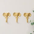 Set Of 3 Gold Elephants Head Wall Hooks