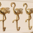 Set of 3 Gold Flamingo Wall Hooks