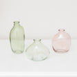 Set Of 3 Green &amp; Pink Glass Vases