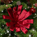 Set of 3 Large Red Velvet Parcel Bow Christmas Pick Decorations