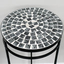 Set Of 3 Metal Black &amp; White Mosaic Style Side Tables