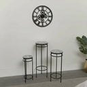 Set Of 3 Metal Black &amp; White Mosaic Style Side Tables