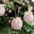 Set of 3 Mutlicoloured Pastel Beads Bauble - 8cm