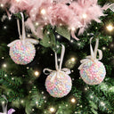 Set of 3 Mutlicoloured Pastel Beads Bauble - 8cm
