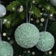 Set of 3 Round Sage Green Frosted Baubles