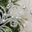Set of 3 Silver Glitter Christmas Tree Pick Decorations