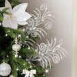 Set of 3 Silver Glitter Christmas Tree Pick Decorations