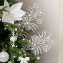 Set of 3 Silver Glitter Christmas Tree Pick Decorations