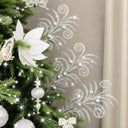 Set of 3 Silver Glitter Christmas Tree Pick Decorations
