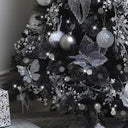 Silver Glitter Jewelled Butterfly Christmas Decorations