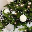 Set of 3 Silver Grey Beaded Baubles - 8cm