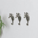 Set of 3 Silver Metal Giraffe Wall Hooks
