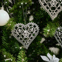 Set of 3 Silver Ornate Heart Bauble