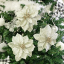 Set of 3 Silver Poinsettia With Clip Decorations