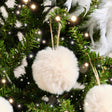 Set of 3 Small Cream Faux Fur Baubles - 7cm