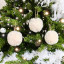 Set of 3 Small Cream Faux Fur Baubles - 7.5cm