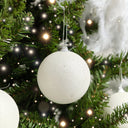 Set of 3 White Beaded Baubles - 8cm