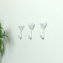 Set of 3 White Distressed Metal Heart Wall Hooks