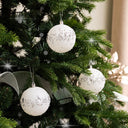 Set of 3 White Glitter Silver Jewel Baubles
