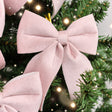 Set of 4 Baby Pink Velvet Christmas Bows