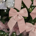 Set of 4 Baby Pink Velvet Christmas Bows