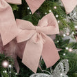 Set of 4 Baby Pink Velvet Christmas Bows