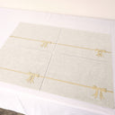 Set of 4 Beige Rectangular Felt Placemat with Champagne Gold Bow