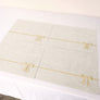 Set of 4 Beige Rectangular Felt Placemat with Champagne Gold Bow