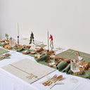 Set of 4 Beige Rectangular Felt Placemat with Champagne Gold Bow