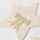 Set Of 4 Beige Star Shaped Felt Cutlery Holders with Champagne Gold Bow