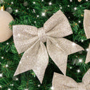 Set of 4 Champagne Glitter Christmas Bows