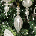 Set of 4 Champagne Silver Glitter Drop Christmas Baubles