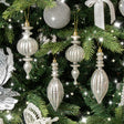 Set of 4 Champagne Silver Glitter Drop Christmas Baubles