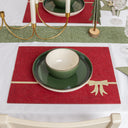Set of 4 Dark Red Rectangular Felt Placemat with Champagne Gold Bow